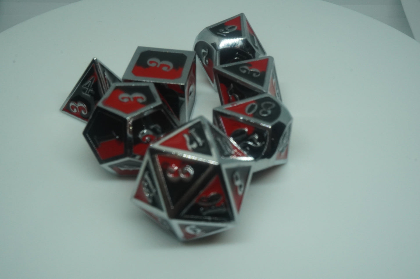 Red and Black Metal Dice set 7PC