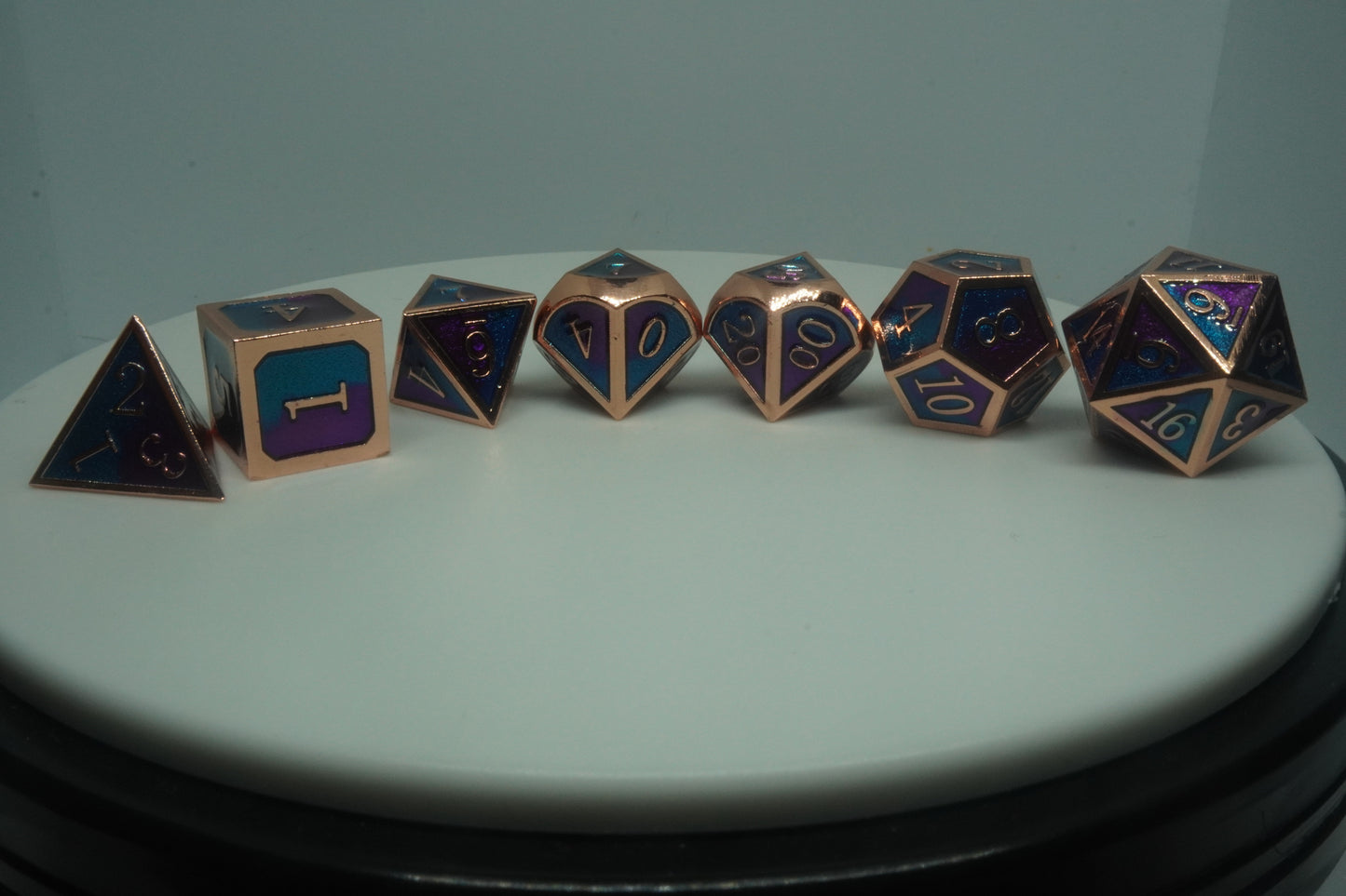 Blue and Purple Metal Dice set 7PC