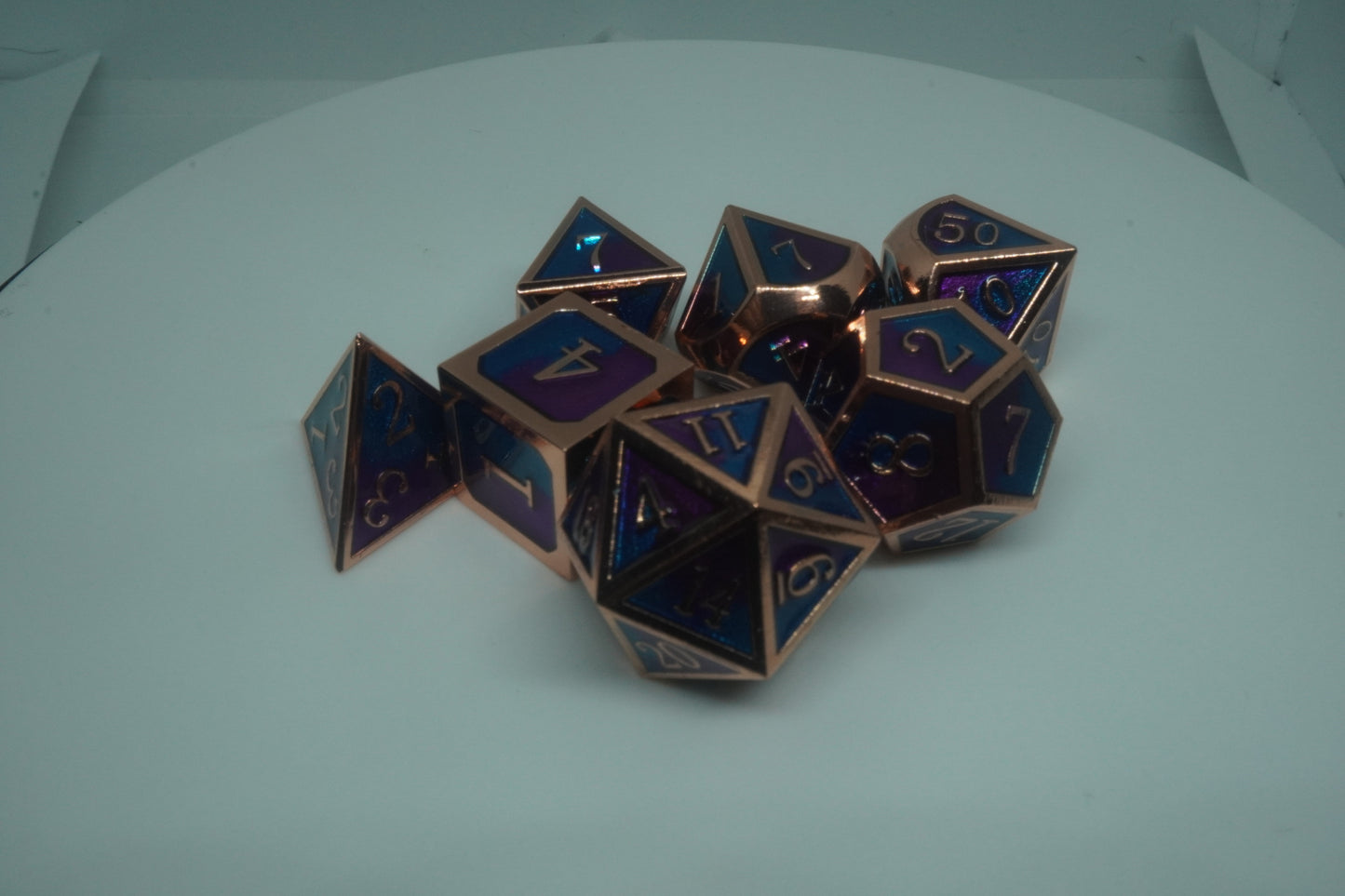 Blue and Purple Metal Dice set 7PC